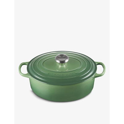 Le Creuset Signature Oval Cast-iron Casserole Dish In Bamboo Green