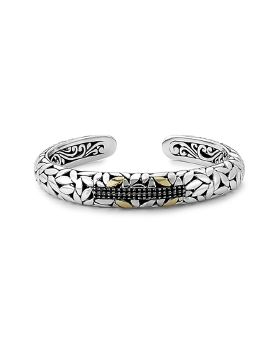 SAMUEL B. SAMUEL B. 18K & SILVER BLACK SPINEL BAMBOO LEAF BANGLE BRACELET