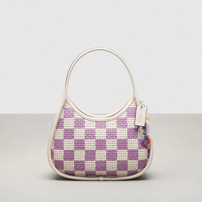 Coach Ergo Bag In Woven Checkerboard Upcrafted Leather In Chalk/violet Orchid
