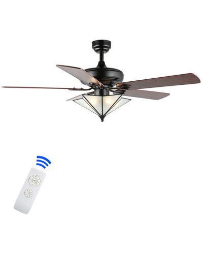 Jonathan Y Moravia 52in 5-light Rustic Star Shade Led Ceiling Fan With Remote In Black