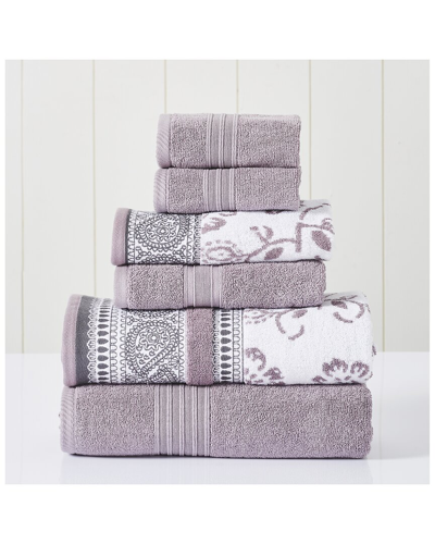 Modern Threads Orchid 6pc Ophelia Jacquard/solid Towel Set