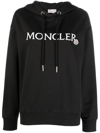 Moncler Logo-embroidered Drawstring Hoodie In Black  