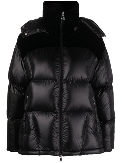 Moncler Meandre Velvet And Nylon Puffer Jacket In Black  
