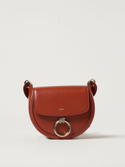 Chloé Arlene Leather Bag With Charm In Brick Red