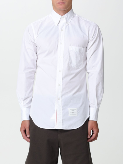 THOM BROWNE SHIRT IN POPLIN WITH LOGO,E54769001