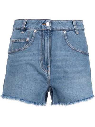 Iro Paris Cotton Denim Shorts In Blue
