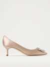Manolo Blahnik Hangisi 70 Beige Leather Pumps In Blush Pink