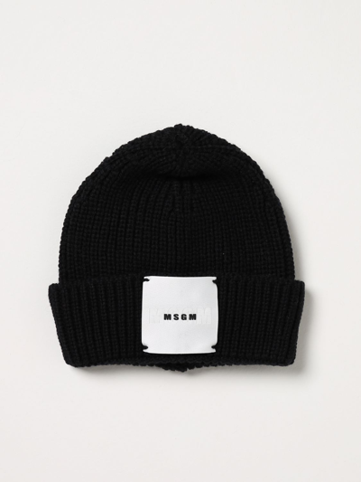 Msgm Hat In Wool Blend In Black
