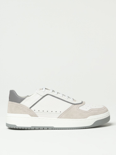 Brunello Cucinelli Suede-trimmed Full-grain Leather Sneakers In White