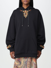 Etro Hooded Sweatshirt With Foliage Embroidery In Black