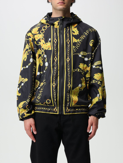 Versace Jeans Couture Baroque-print Hooded Jacket In Black