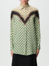 Etro Micro Floral-print Silk Button-front Shirt In Green