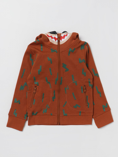 Stella Mccartney Kids Boys Brown Cotton Zip-up Bear Hoodie