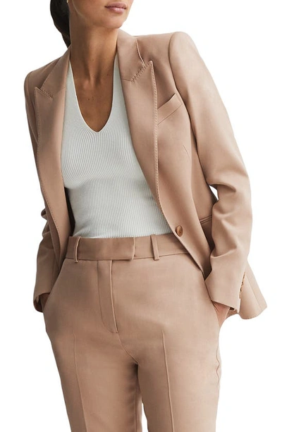 Reiss Marlie Stretch Wool Blend Jacket In Camel