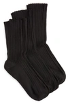 Hue 3-pack Scalloped Pointelle Crew Socks In Black