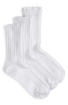 Hue 3-pack Scalloped Pointelle Crew Socks In White