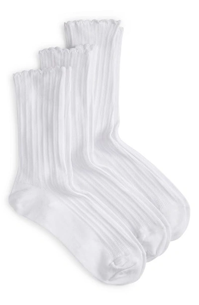 Hue 3-pack Scalloped Pointelle Crew Socks In White