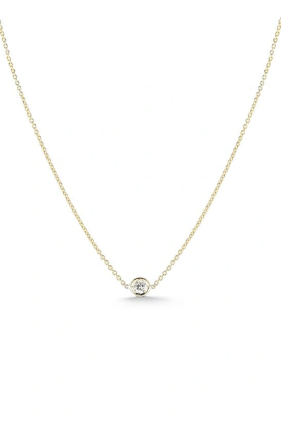 Roberto Coin Tiny Treasures Diamond Bezel Necklace In Yellow Gold