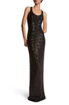 Michael Kors Sequin Racerback Gown In Black