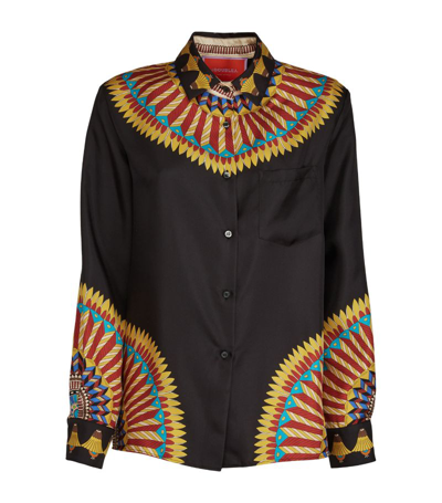 La Doublej Placed-print Boy Silk Shirt In Black