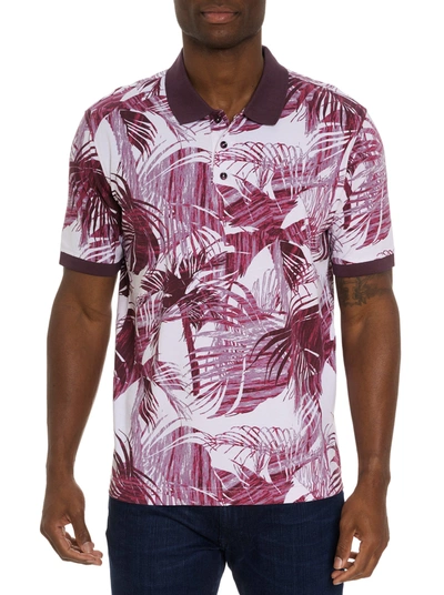 Robert Graham Tropic Palms Knit Polo Shirt In Purple