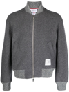 Thom Browne Grosgrain-trimmed Wool Bomber Jacket In Grey