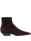 Khaite Marfa Classic Suede Ankle Boots In Coffee
