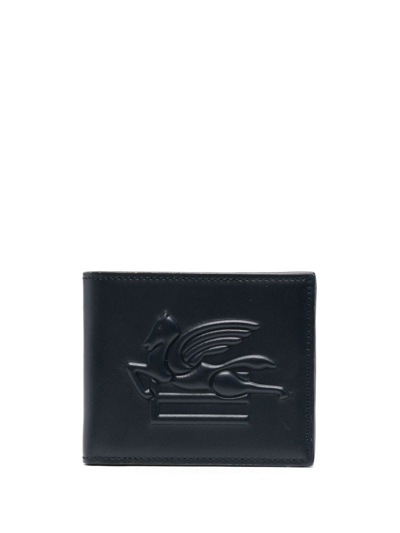 Etro Pegaso-motif Leather Wallet In Blue