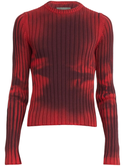 Ferragamo Man Denim Print Sweater In Red