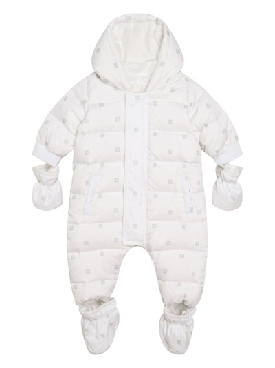 Givenchy Babies' Logo印花填充连体外套 In White