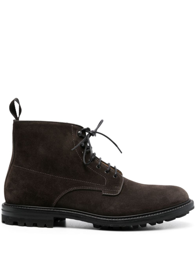 Henderson Baracco Lace-up Suede Ankle Boots In Brown