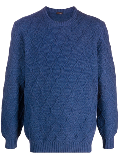 Kiton Diamond-knit Cashmere Jumper In Blue