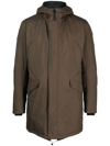 Herno Hooded Concealed-zip Fastening Jacket In Green