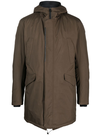 Herno Hooded Concealed-zip Fastening Jacket In Green