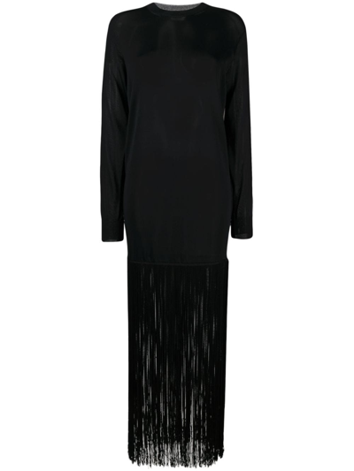Khaite Women's Torino Mixed-media Maxi-length Dress In Black