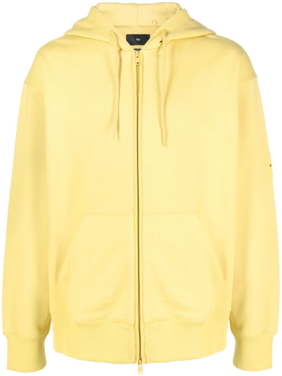 Y-3 Logo-patch Organic-cotton Hoodie In Yellow