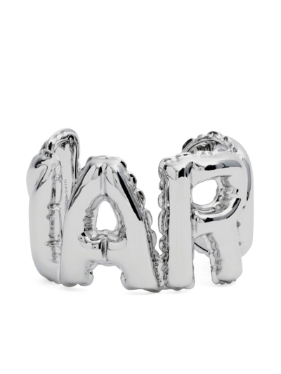 Marc Jacobs Balloon Logo-lettering Cuff In Silver