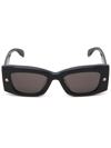 Alexander Mcqueen Eyewear Rectangle Frame Sunglasses In Black/smoke