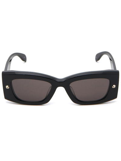 Alexander Mcqueen Eyewear Rectangle Frame Sunglasses In Black/smoke