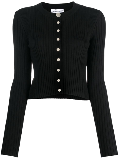 Rabanne Ribbed Wool-blend Cardigan In Black