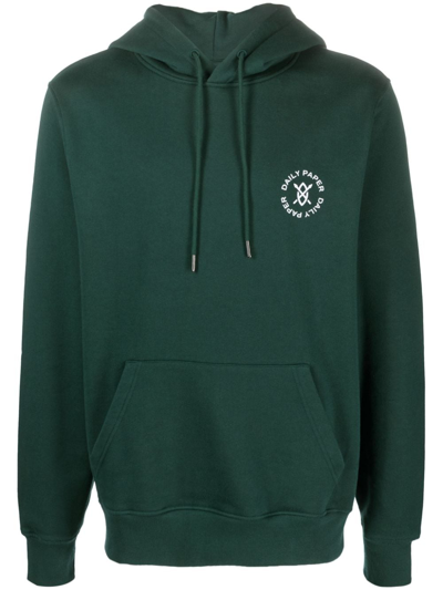 Daily Paper Logo-print Jersey Hoodie In Green