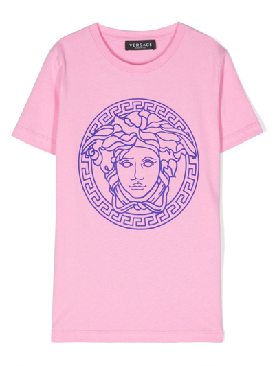 Versace Babies' Medusa-print Cotton T-shirt In Pink