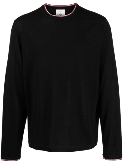 Paul Smith Logo-embroidered Crew-neck Jumper In Black