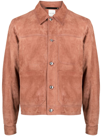 Paul Smith Long-sleeve Suede Shirt Jacket In Brown