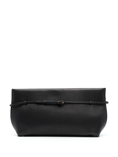 The Row Sienna Saddle Leather Clutch In Black