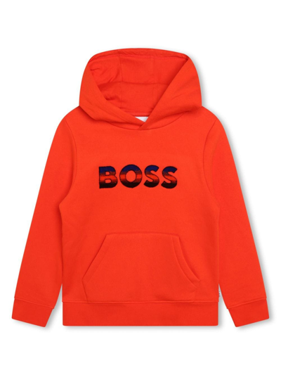 Bosswear Kids' Logo-print Cotton Hoodie In Red