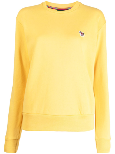 Ps By Paul Smith Zebra-motif Organic-cotton Sweatshirt In Yellow