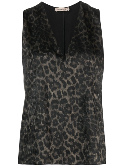 Blanca Vita Tamaya Leopard-print Tank Top In Black