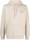 Carhartt Logo-embroidered Cotton Hoodie In Natural