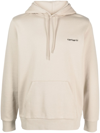 Carhartt Hooded American Script Sweatshirt Natrual In Neutrals